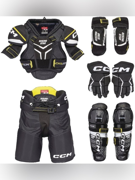 CCM Other - CCM $200 Youth Rising Star Hockey Protective Equipment Set Black Size SMALL